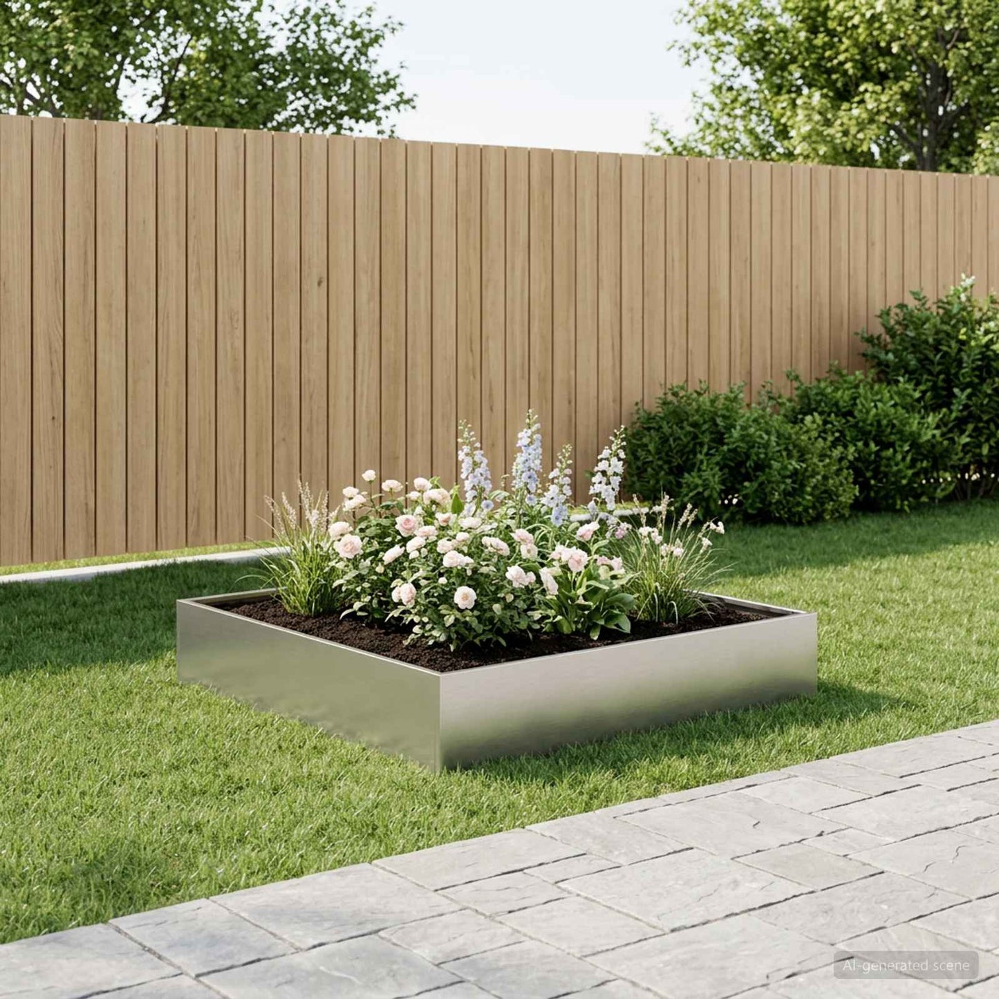 Garden Planter Silver 80 x 80 x 20 cm Galvanised Steel
