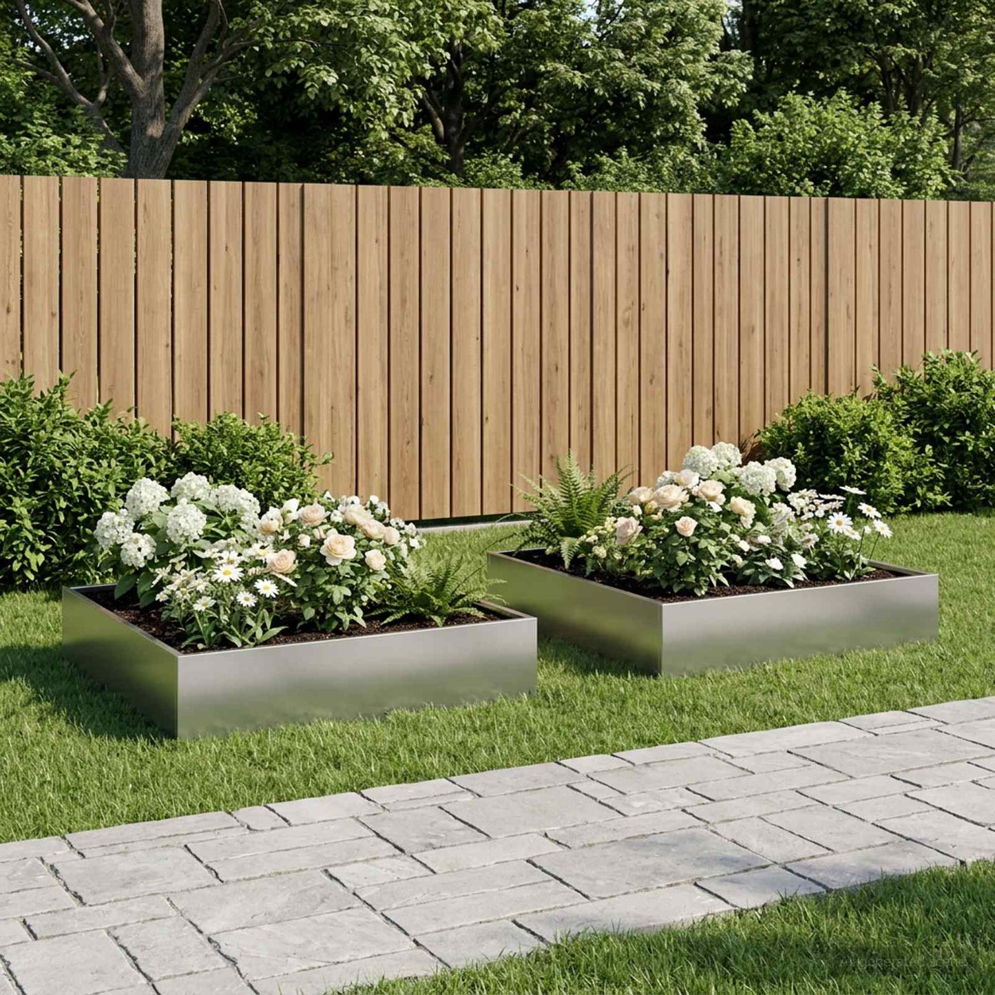 Garden Planter 2 pcs Silver 80 x 80 x 20 cm Galvanised Steel