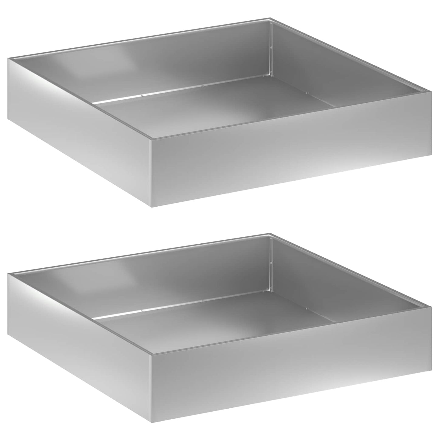 Garden Planter 2 pcs Silver 80 x 80 x 20 cm Galvanised Steel