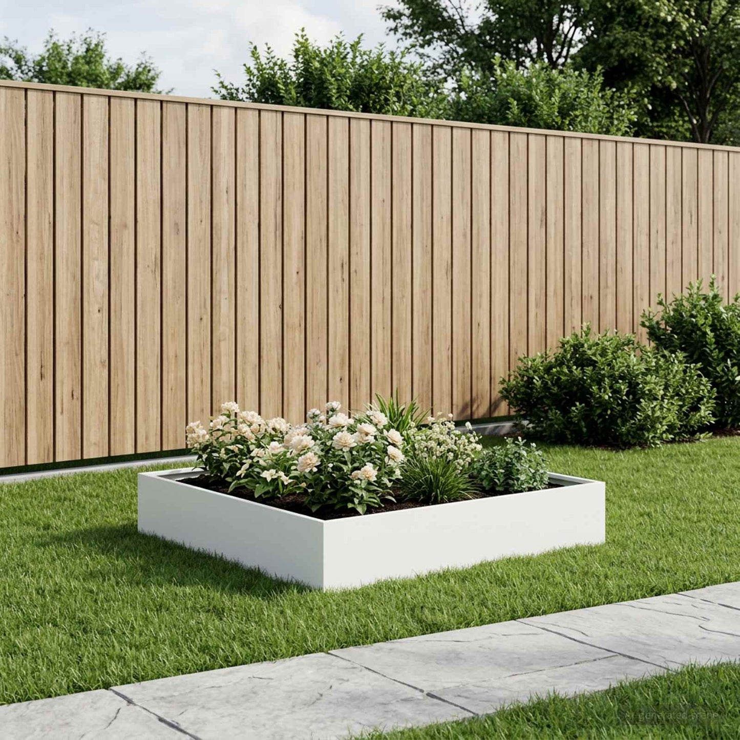 Garden Planter White 100 x 100 x 20 cm Cold-rolled Steel