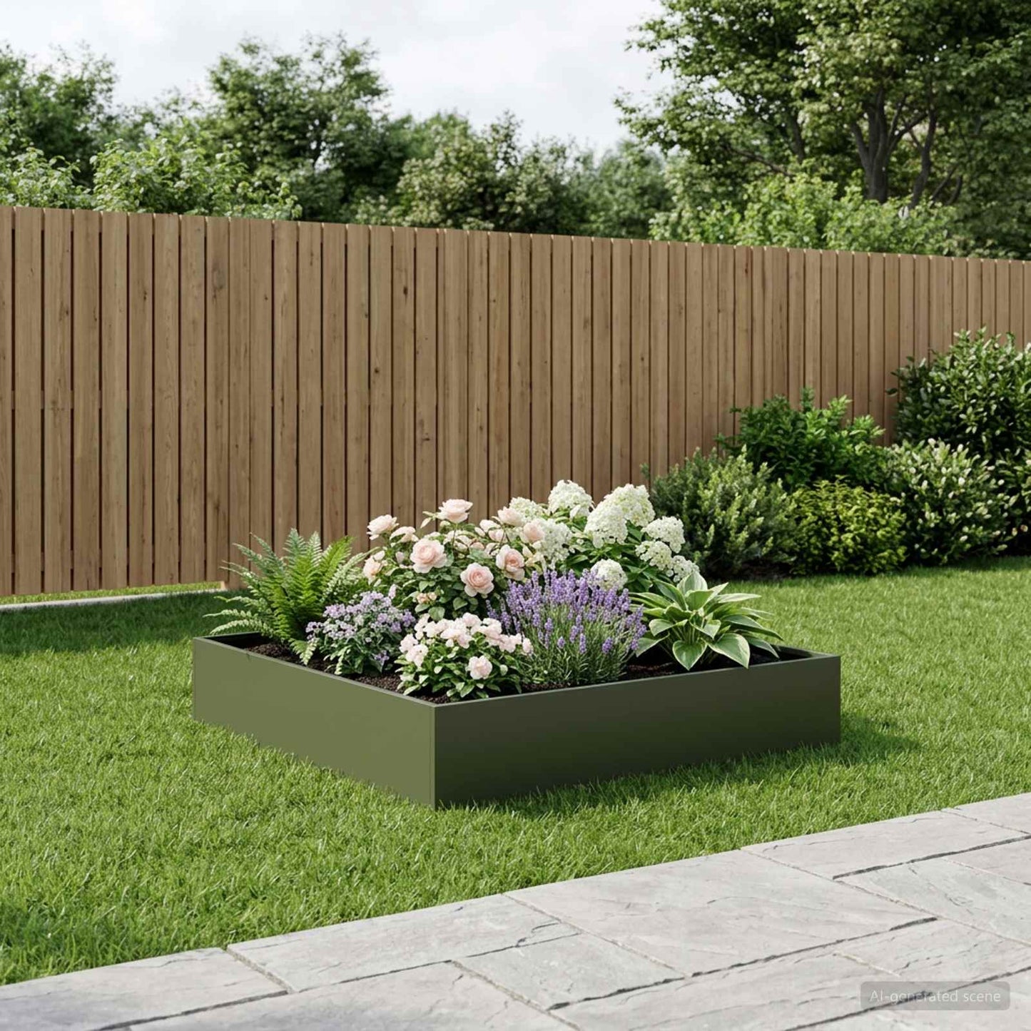 Garden Planter Olive Green 100 x 100 x 20 cm Cold-rolled Steel