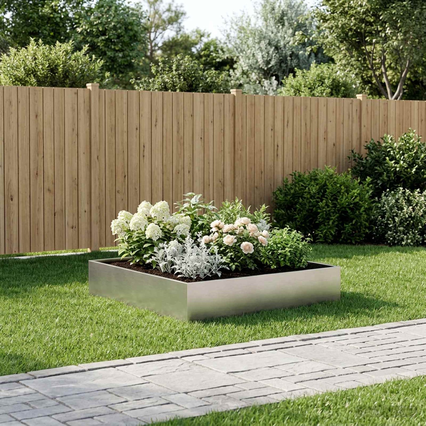 Garden Planter Silver 100 x 100 x 20 cm Stainless Steel