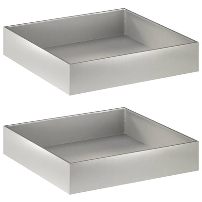 Garden Planter 2 pcs Silver 100 x 100 x 20 cm Stainless Steel