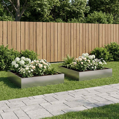 Garden Planter 2 pcs Silver 100 x 100 x 20 cm Galvanised Steel