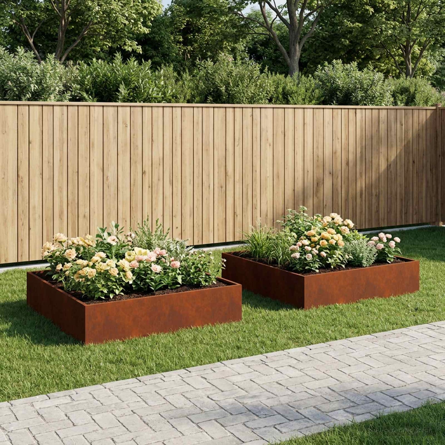 Garden Planter 2 pcs Rusty 100 x 100 x 20 cm Weathering Steel