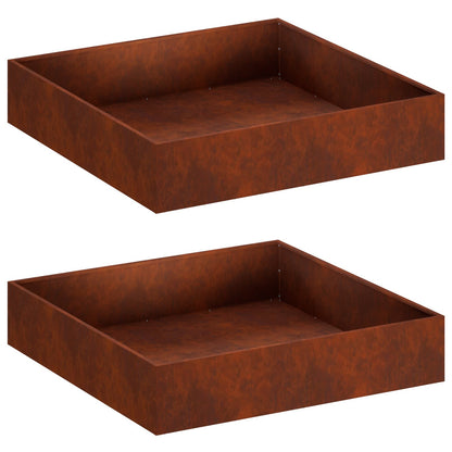 Garden Planter 2 pcs Rusty 100 x 100 x 20 cm Weathering Steel
