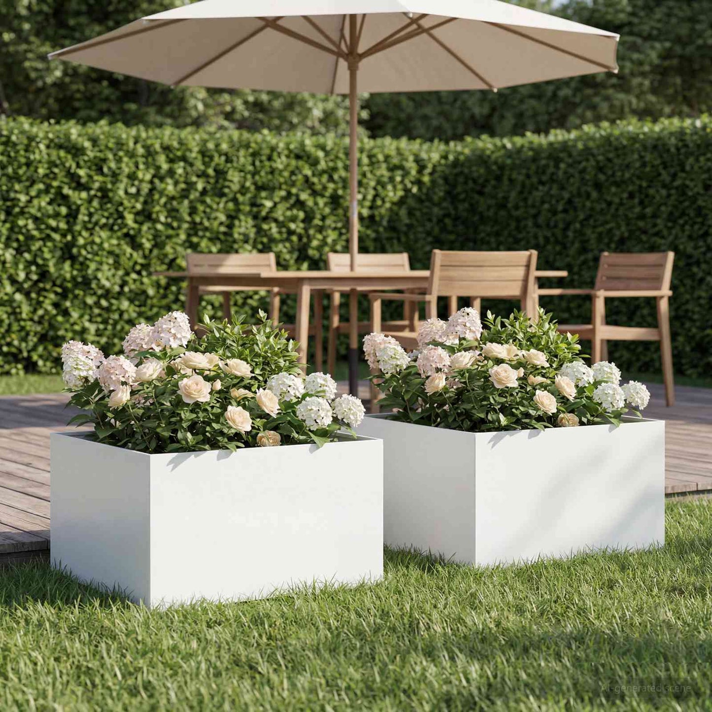 Garden Planter 2 pcs White 40 x 40 x 30 cm Cold-rolled Steel