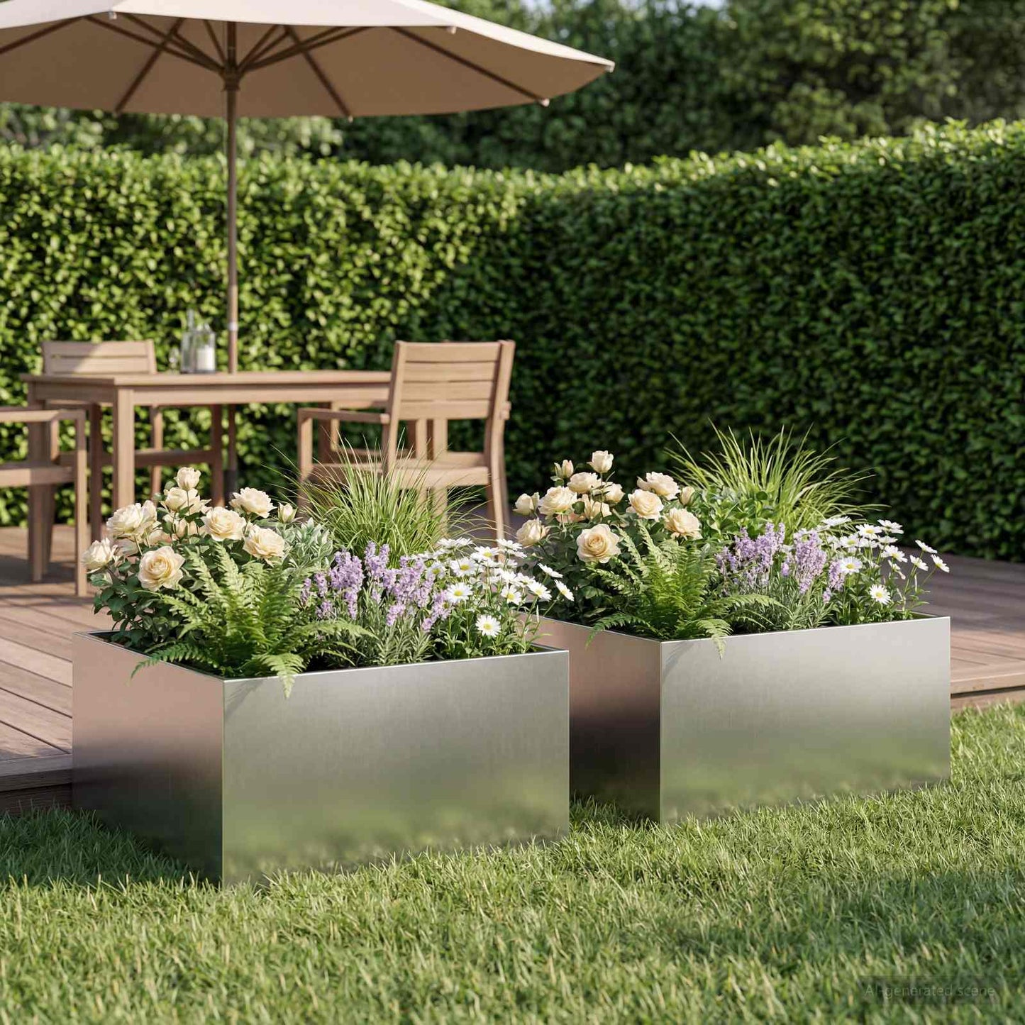 Garden Planter 2 pcs Silver 40 x 40 x 30 cm Stainless Steel