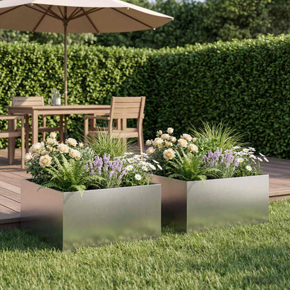 Garden Planter 2 pcs Silver 40 x 40 x 30 cm Stainless Steel