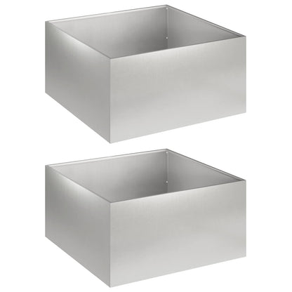 Garden Planter 2 pcs Silver 40 x 40 x 30 cm Stainless Steel