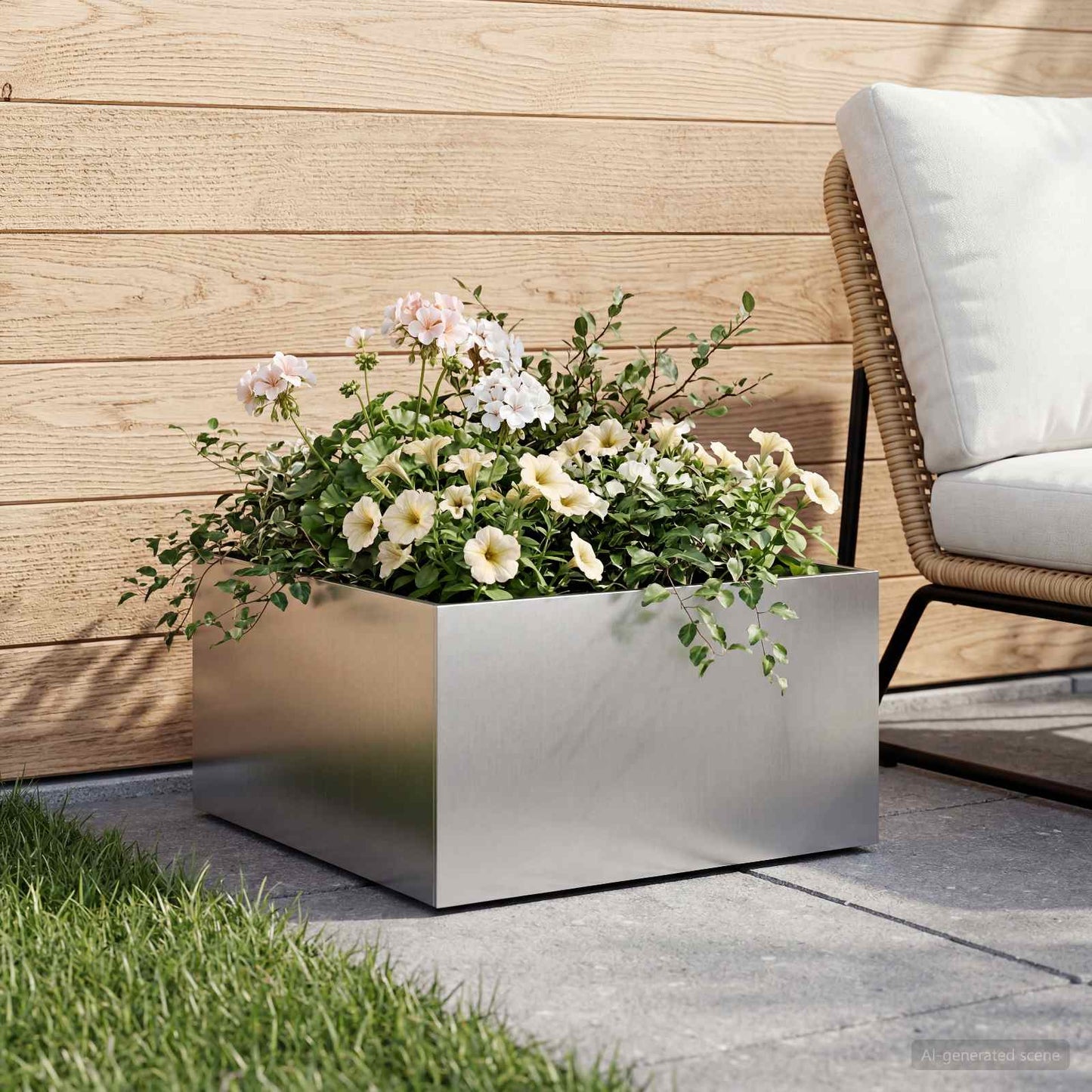 Garden Planter Silver 40 x 40 x 30 cm Galvanised Steel