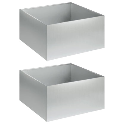 Garden Planter 2 pcs Silver 40 x 40 x 30 cm Galvanised Steel