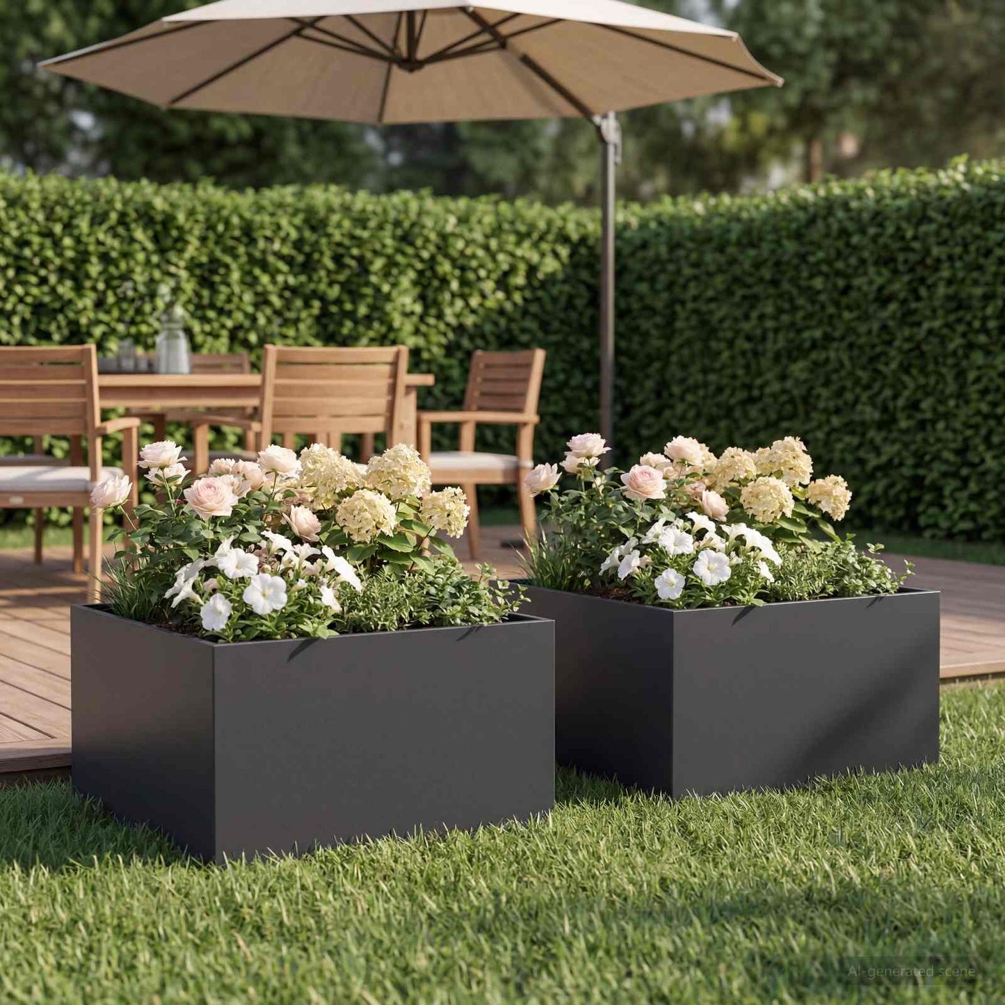 Garden Planter 2 pcs Black 60 x 60 x 30 cm Cold-rolled Steel