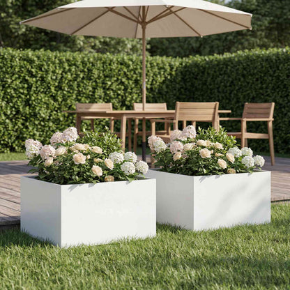 Garden Planter 2 pcs White 60 x 60 x 30 cm Cold-rolled Steel