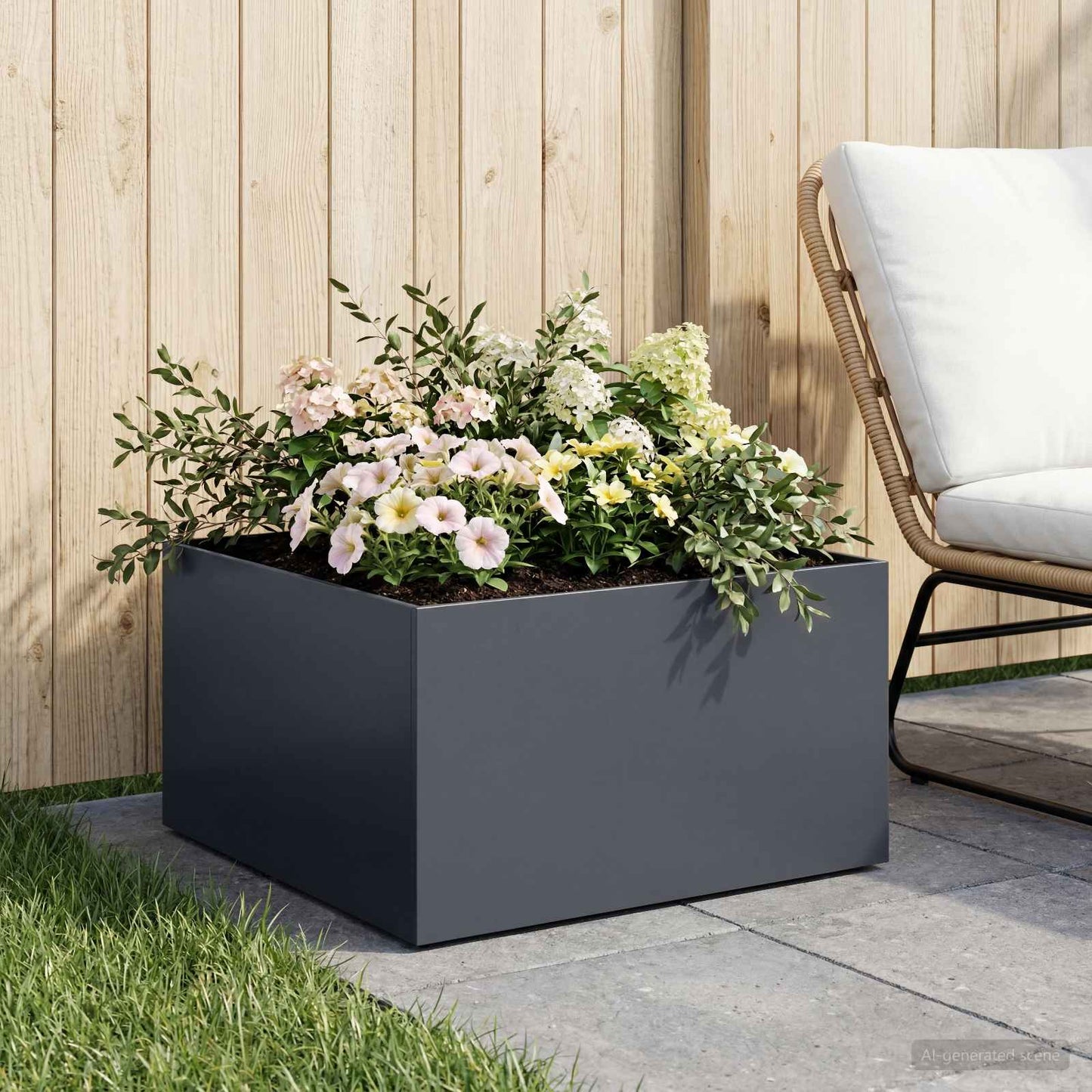 Garden Planter Anthracite 60 x 60 x 30 cm Cold-rolled Steel