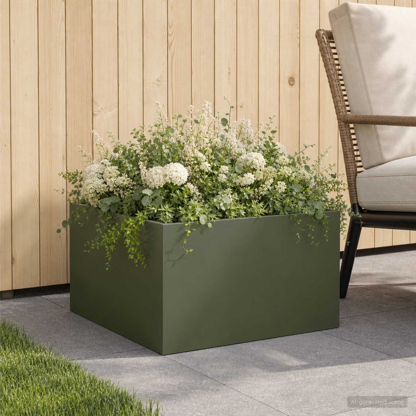 Garden Planter Olive Green 60 x 60 x 30 cm Cold-rolled Steel