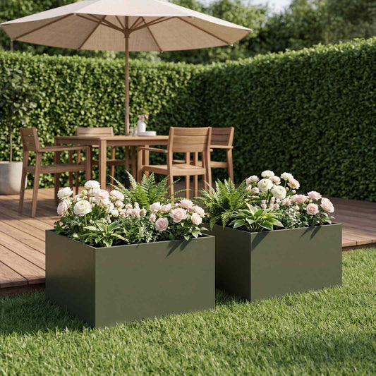 Garden Planter 2 pcs Olive Green 60 x 60 x 30 cm