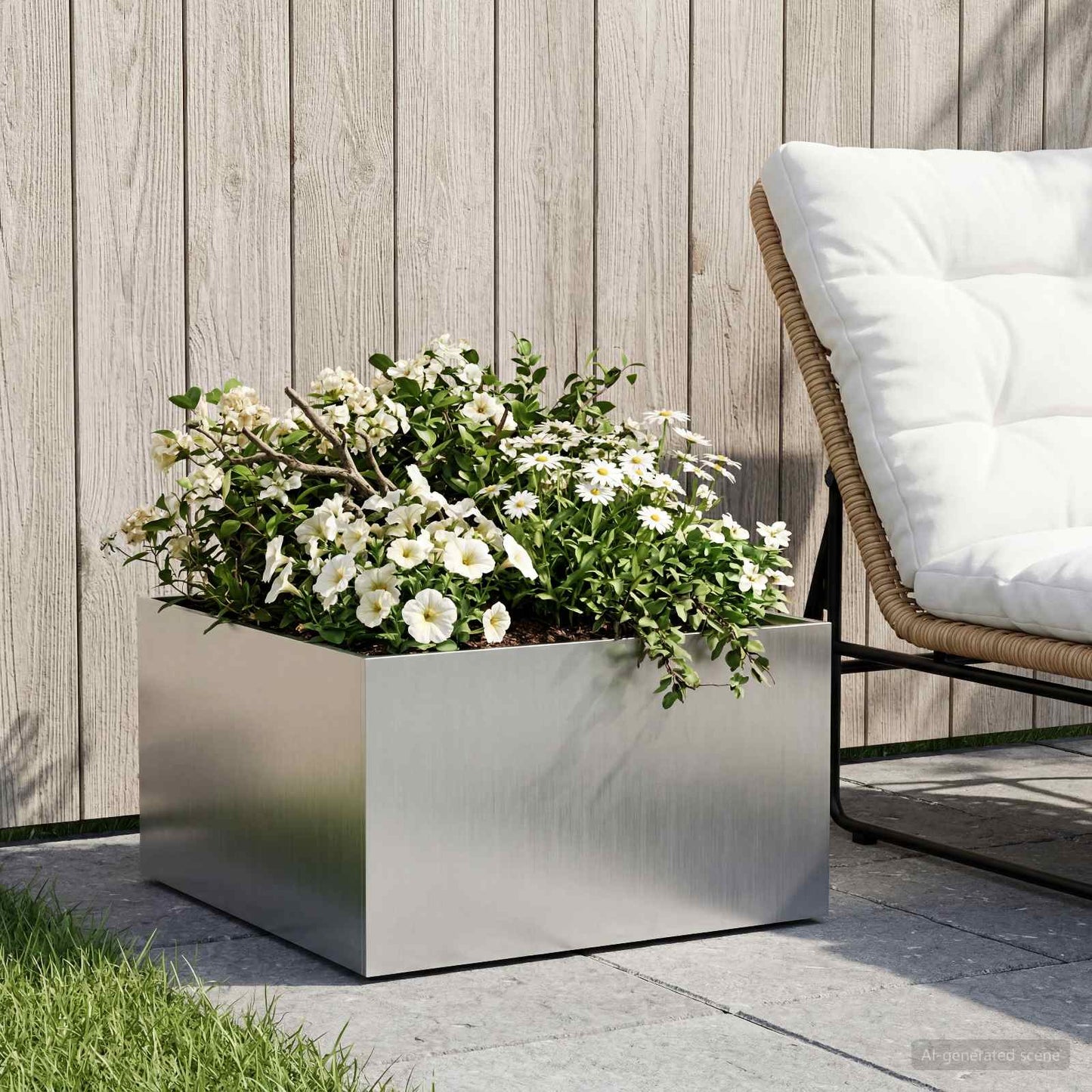 Garden Planter Silver 60 x 60 x 30 cm Stainless Steel