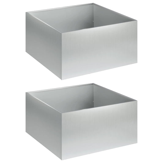 Garden Planter 2 pcs Silver 60 x 60 x 30 cm Galvanised Steel