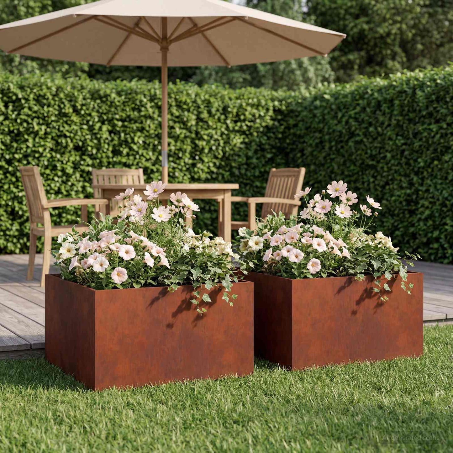 Garden Planter 2 pcs Rusty 60 x 60 x 30 cm Weathering Steel