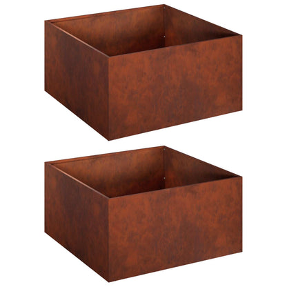 Garden Planter 2 pcs Rusty 60 x 60 x 30 cm Weathering Steel