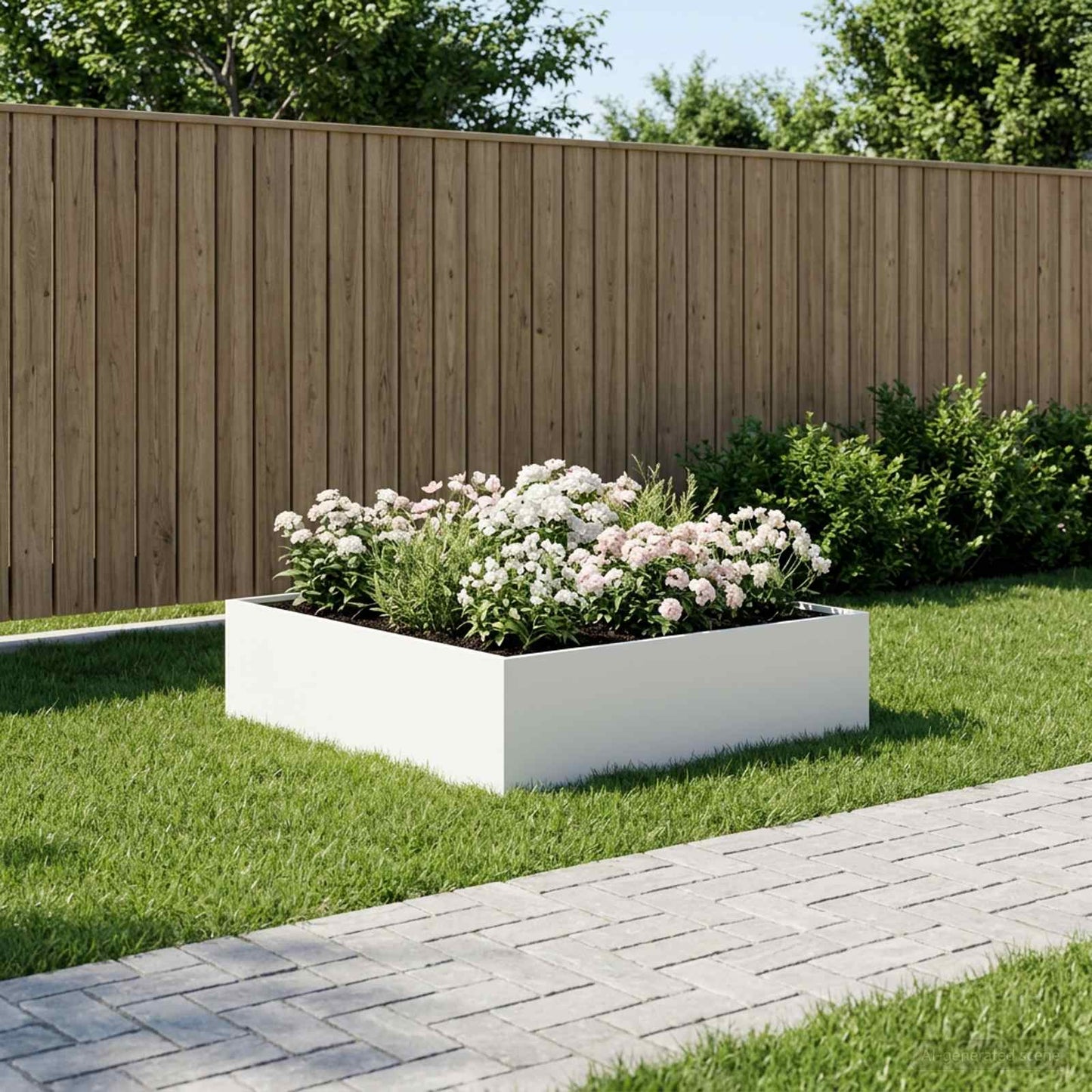 Garden Planter White 80 x 80 x 30 cm Cold-rolled Steel