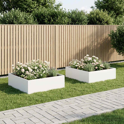 Garden Planter 2 pcs White 80 x 80 x 30 cm Cold-rolled Steel