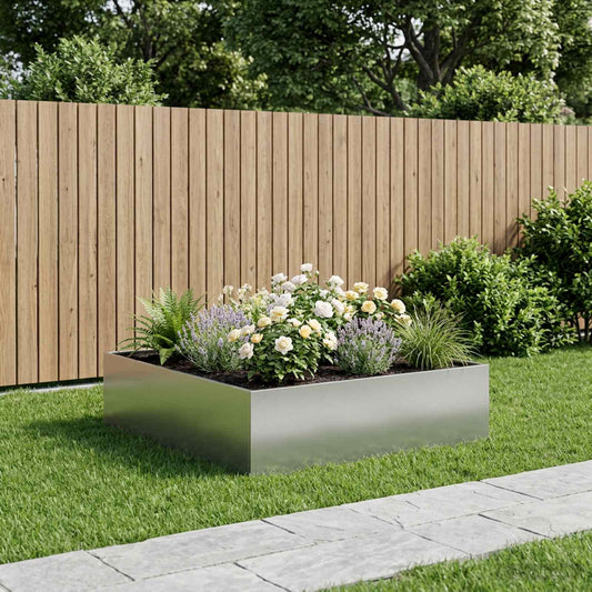 Garden Planter Silver 80 x 80 x 30 cm Galvanised Steel