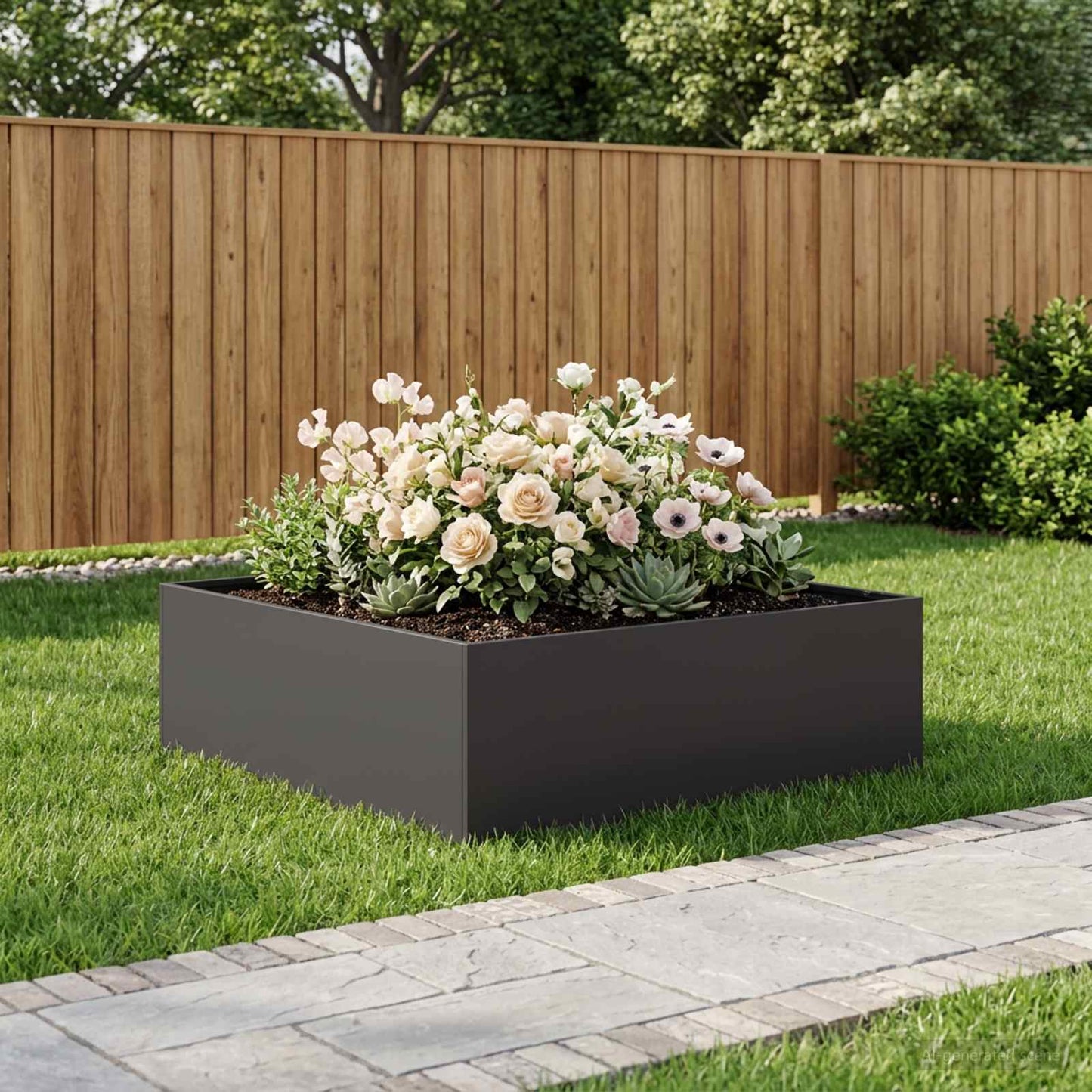 Garden Planter Black 100 x 100 x 30 cm Cold-rolled Steel