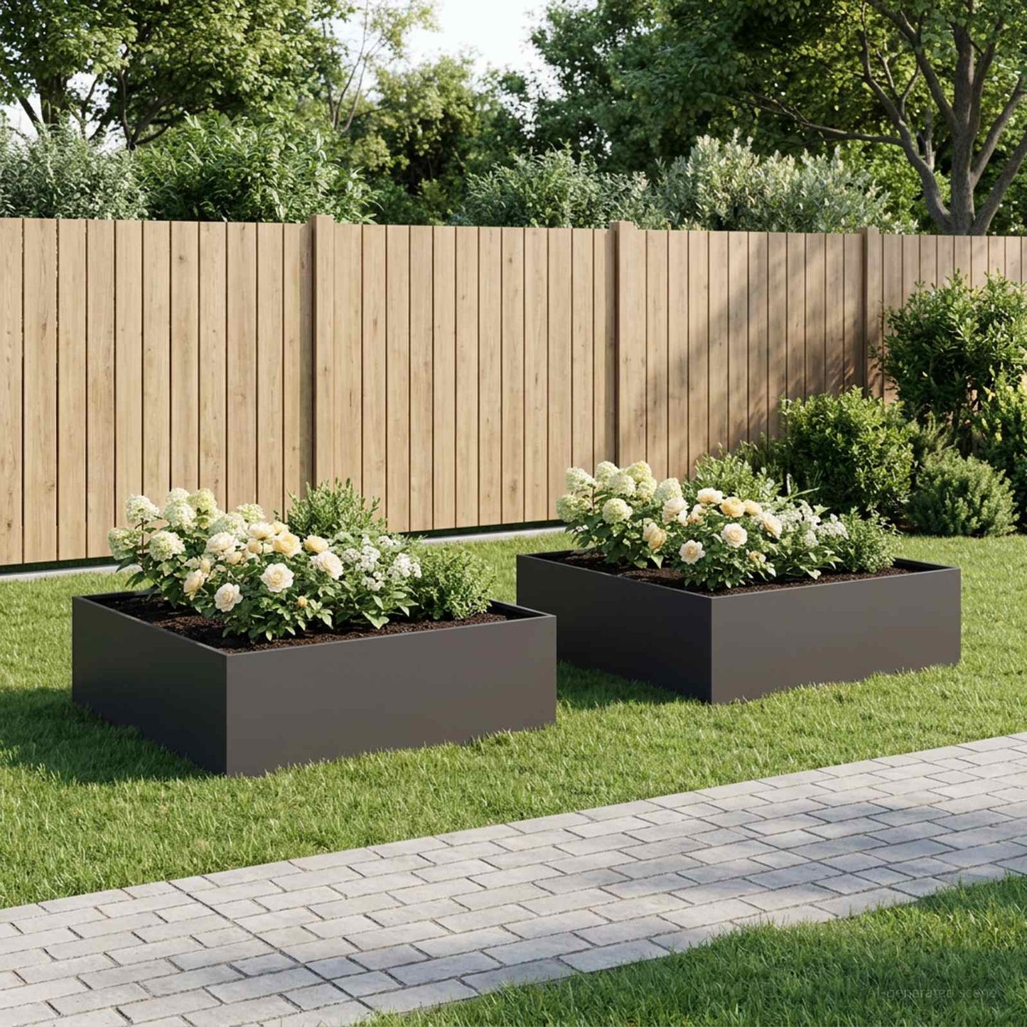 Garden Planter 2 pcs Black 100 x 100 x 30 cm Cold-rolled Steel