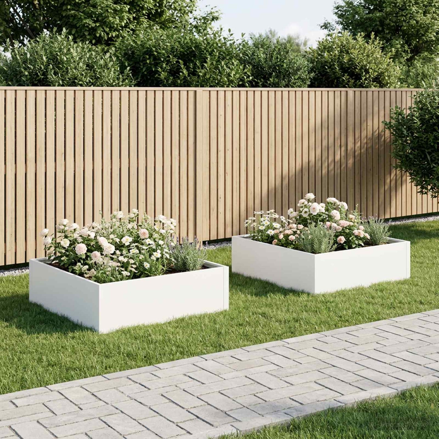 Garden Planter 2 pcs White 100 x 100 x 30 cm Cold-rolled Steel