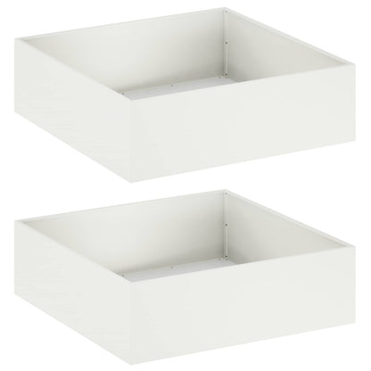Garden Planter 2 pcs White 100 x 100 x 30 cm Cold-rolled Steel