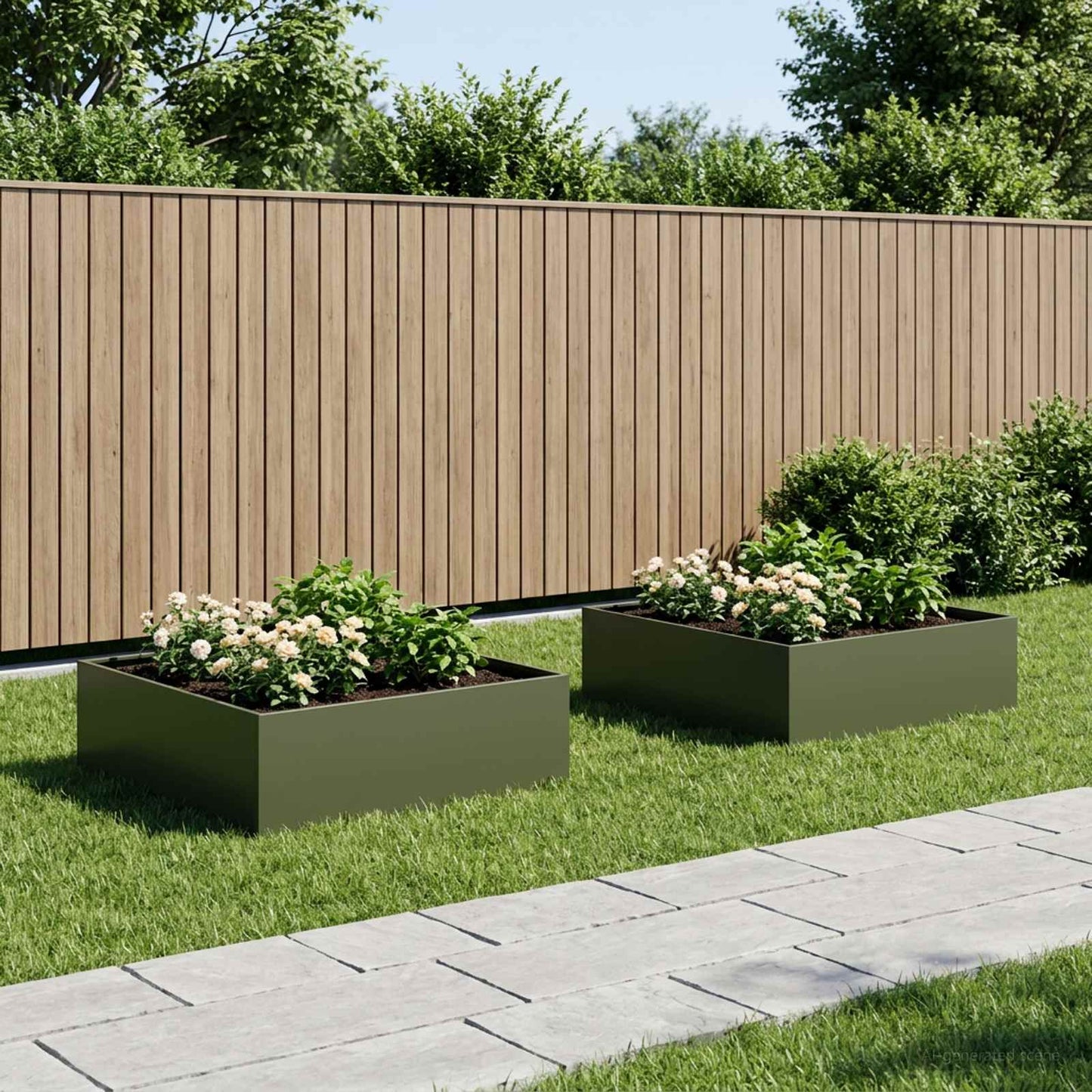 Garden Planter 2 pcs Olive Green 100 x 100 x 30 cm