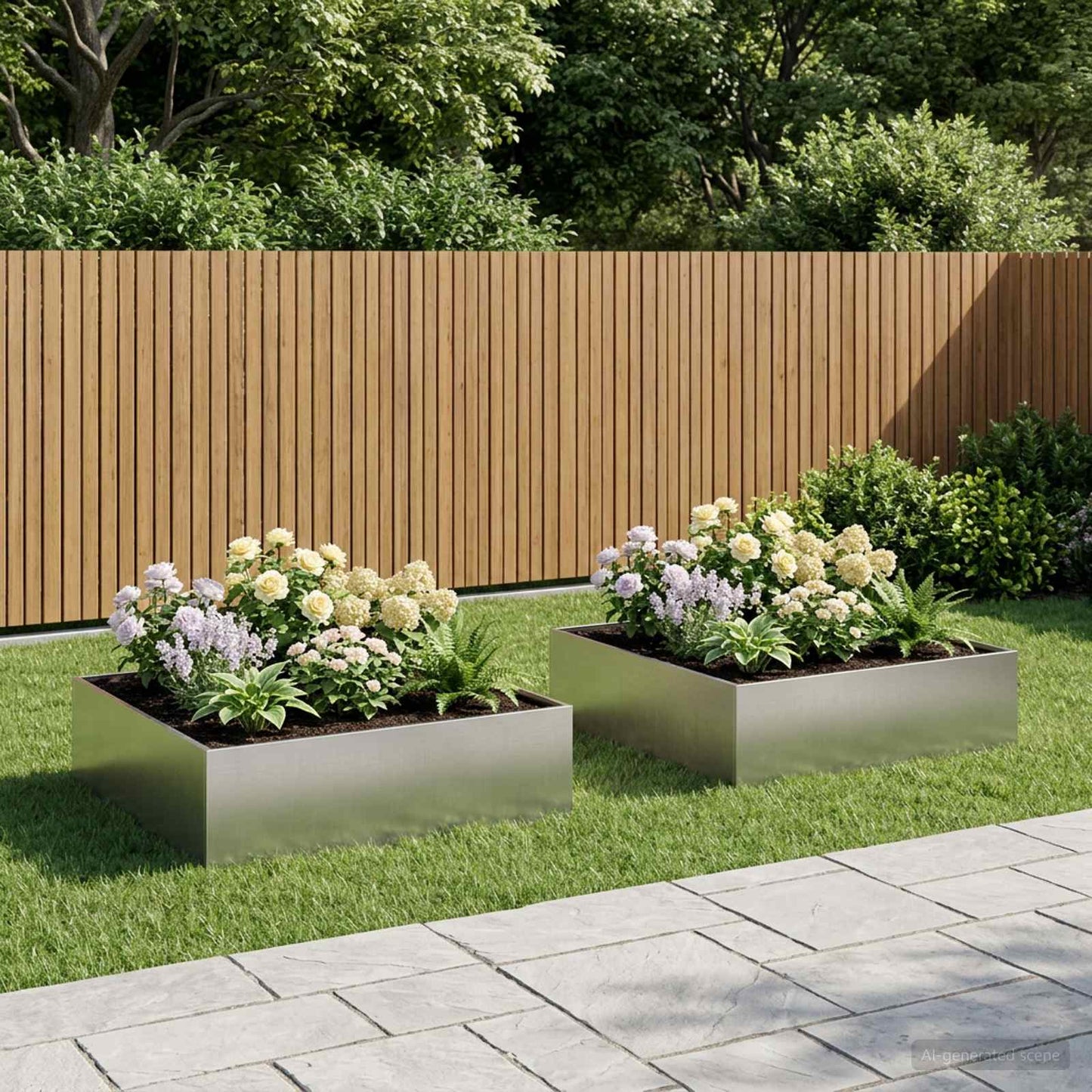 Garden Planter 2 pcs Silver 100 x 100 x 30 cm Stainless Steel