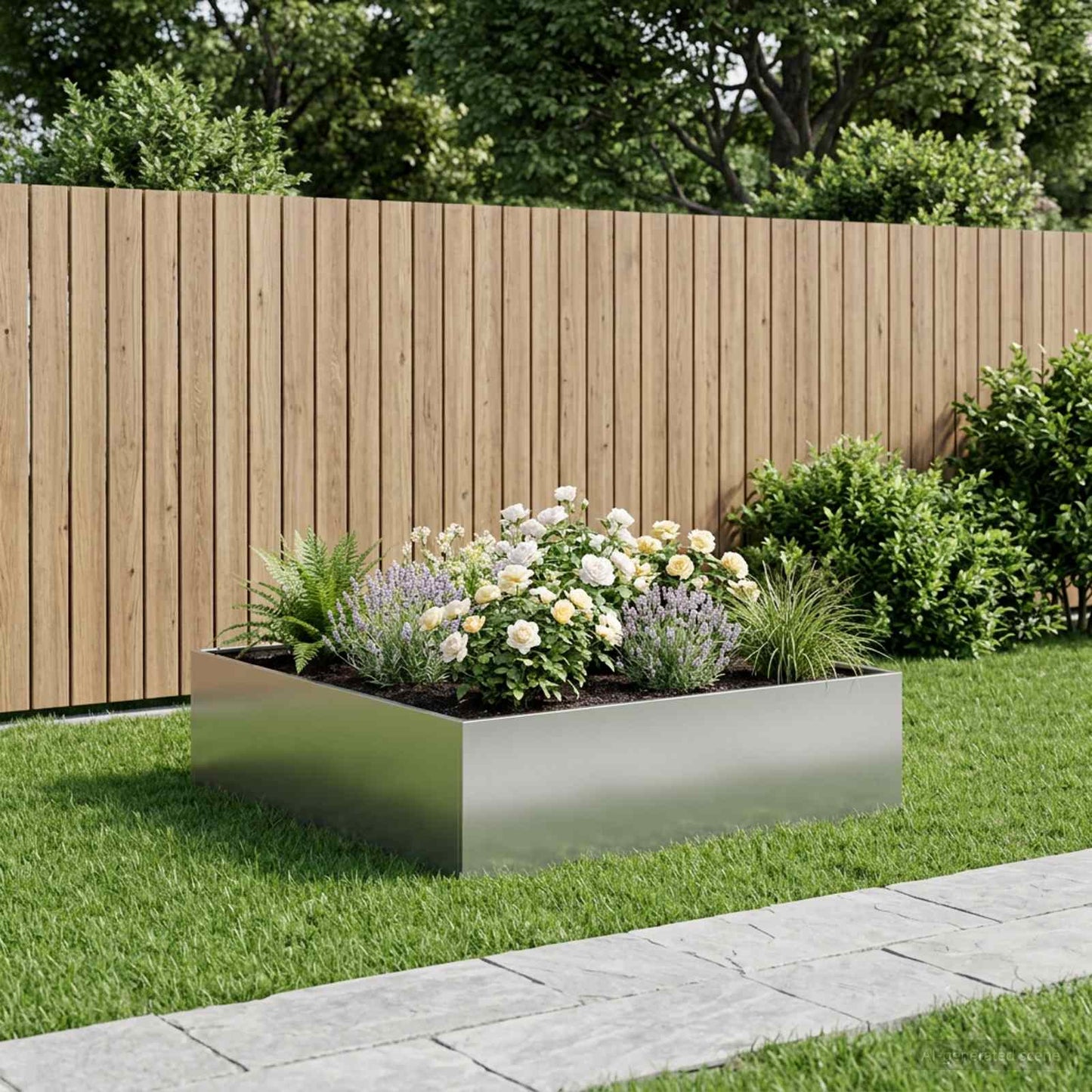 Garden Planter Silver 100 x 100 x 30 cm Galvanised Steel