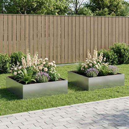 Garden Planter 2 pcs Silver 100 x 100 x 30 cm Galvanised Steel
