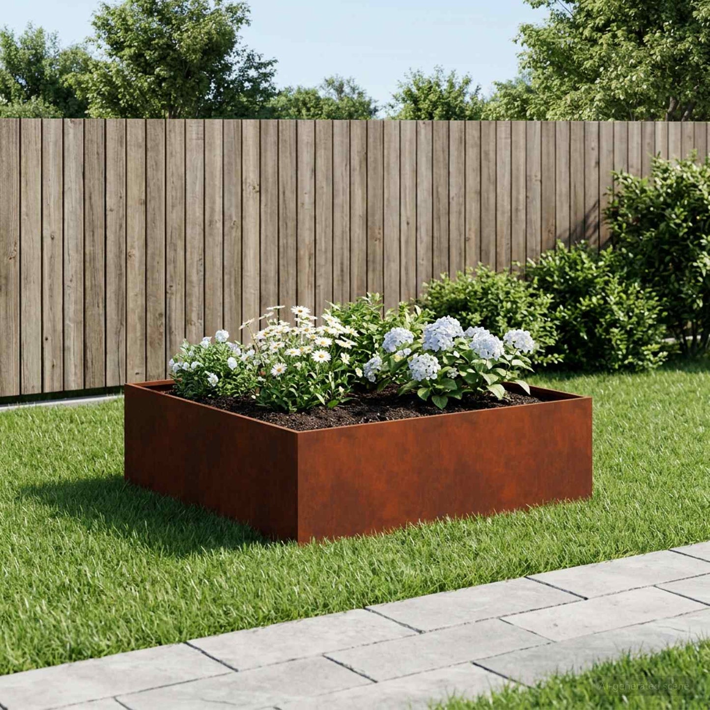 Garden Planter Rusty 100 x 100 x 30 cm Weathering Steel