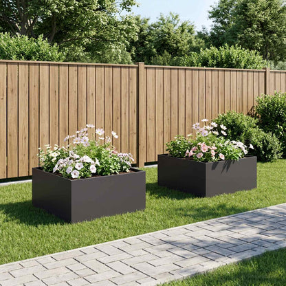 Garden Planter 2 pcs Black 60 x 60 x 40 cm Cold-rolled Steel