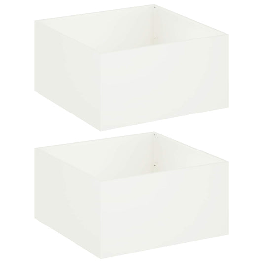 Garden Planter 2 pcs White 60 x 60 x 40 cm Cold-rolled Steel