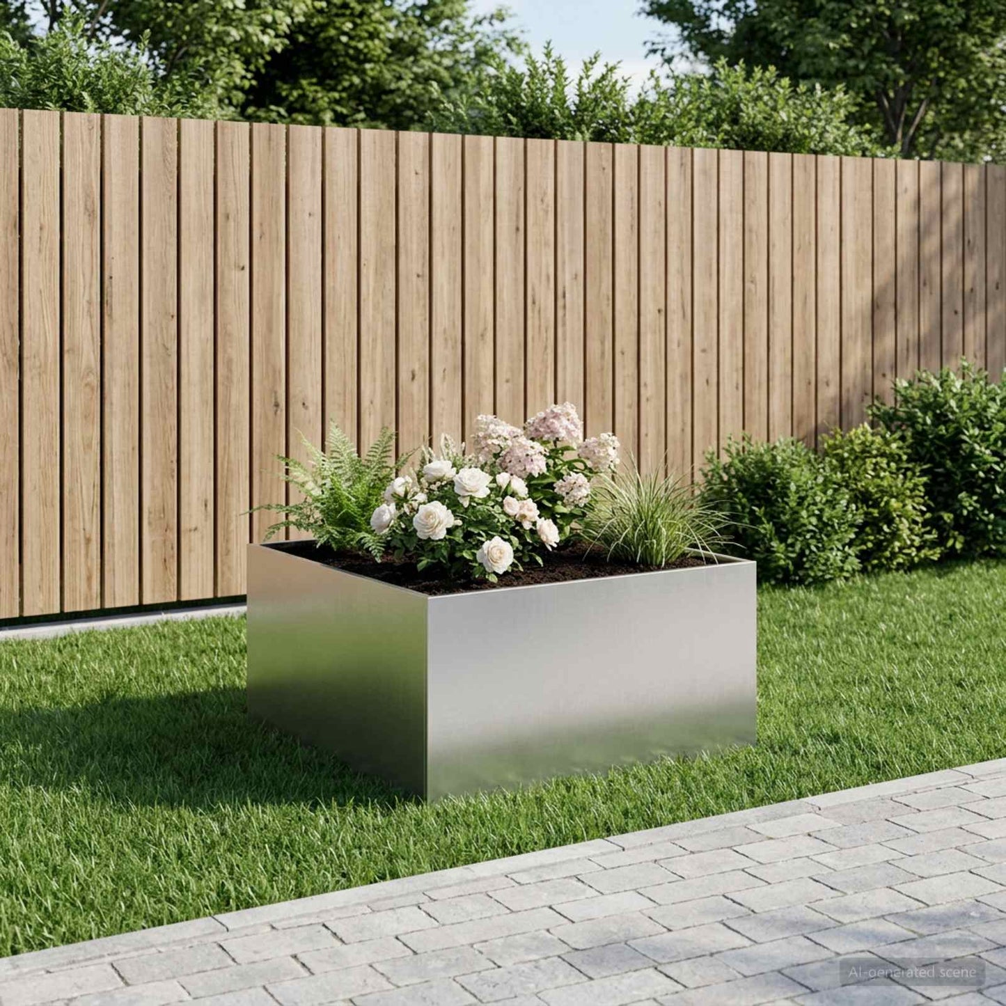 Garden Planter Silver 60 x 60 x 40 cm Stainless Steel
