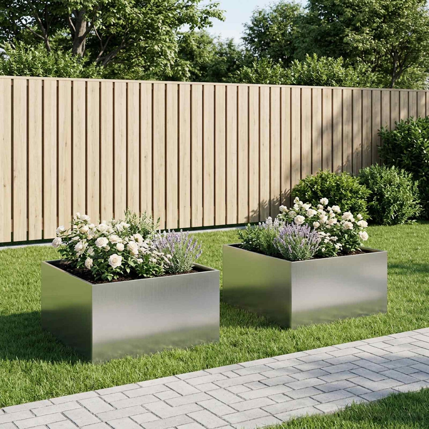 Garden Planter 2 pcs Silver 60 x 60 x 40 cm Galvanised Steel
