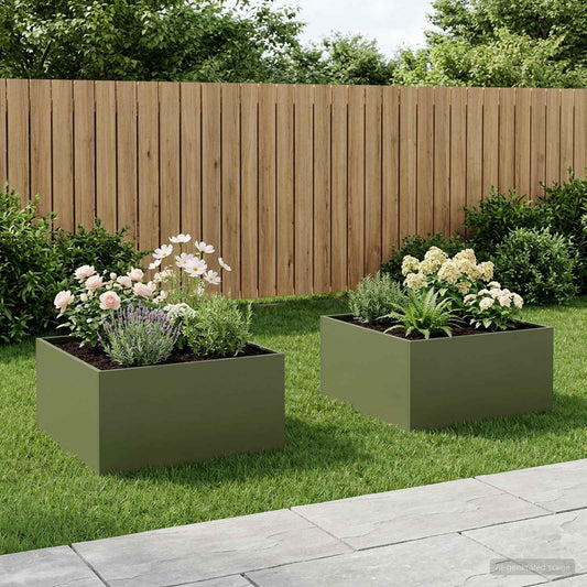 Garden Planter 2 pcs Olive Green 80 x 80 x 40 cm