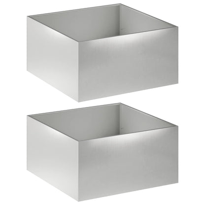 Garden Planter 2 pcs Silver 80 x 80 x 40 cm Stainless Steel