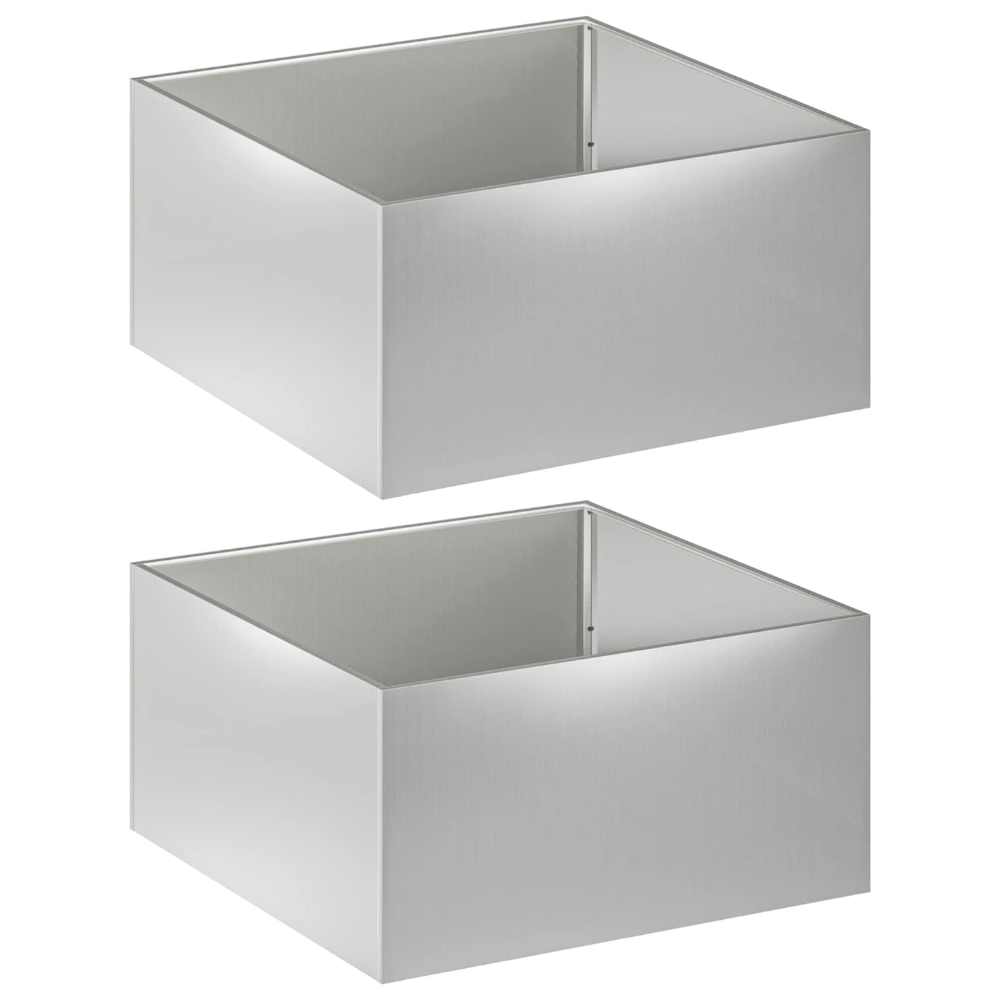Garden Planter 2 pcs Silver 80 x 80 x 40 cm Galvanised Steel