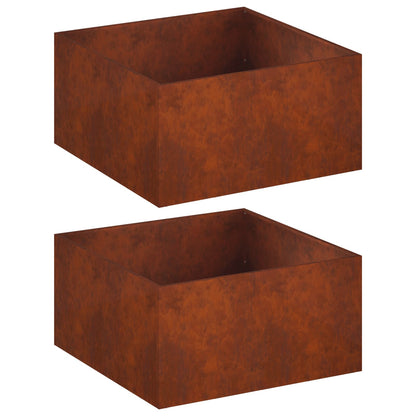 Garden Planter 2 pcs Rusty 80 x 80 x 40 cm Weathering Steel