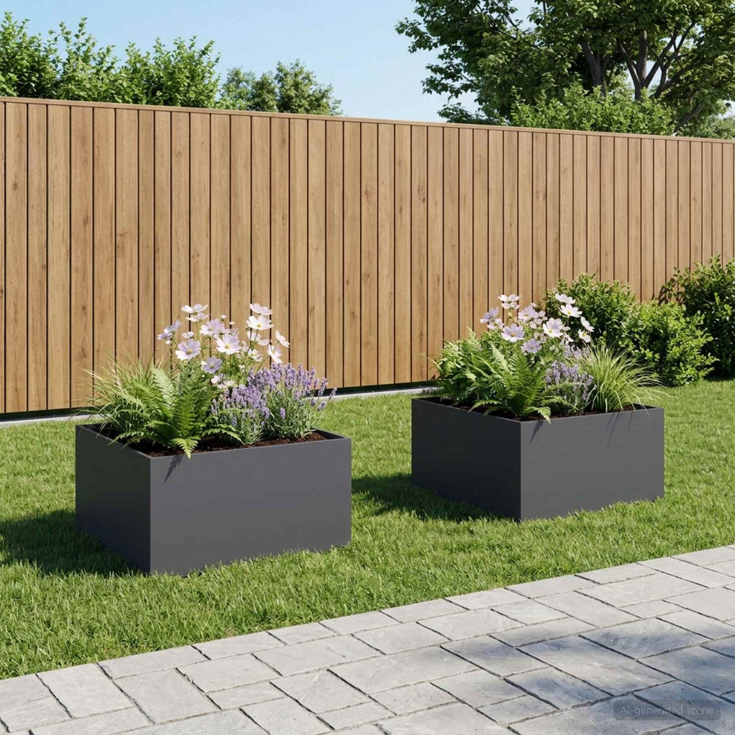 Garden Planter 2 pcs Anthracite 100 x 100 x 40 cm