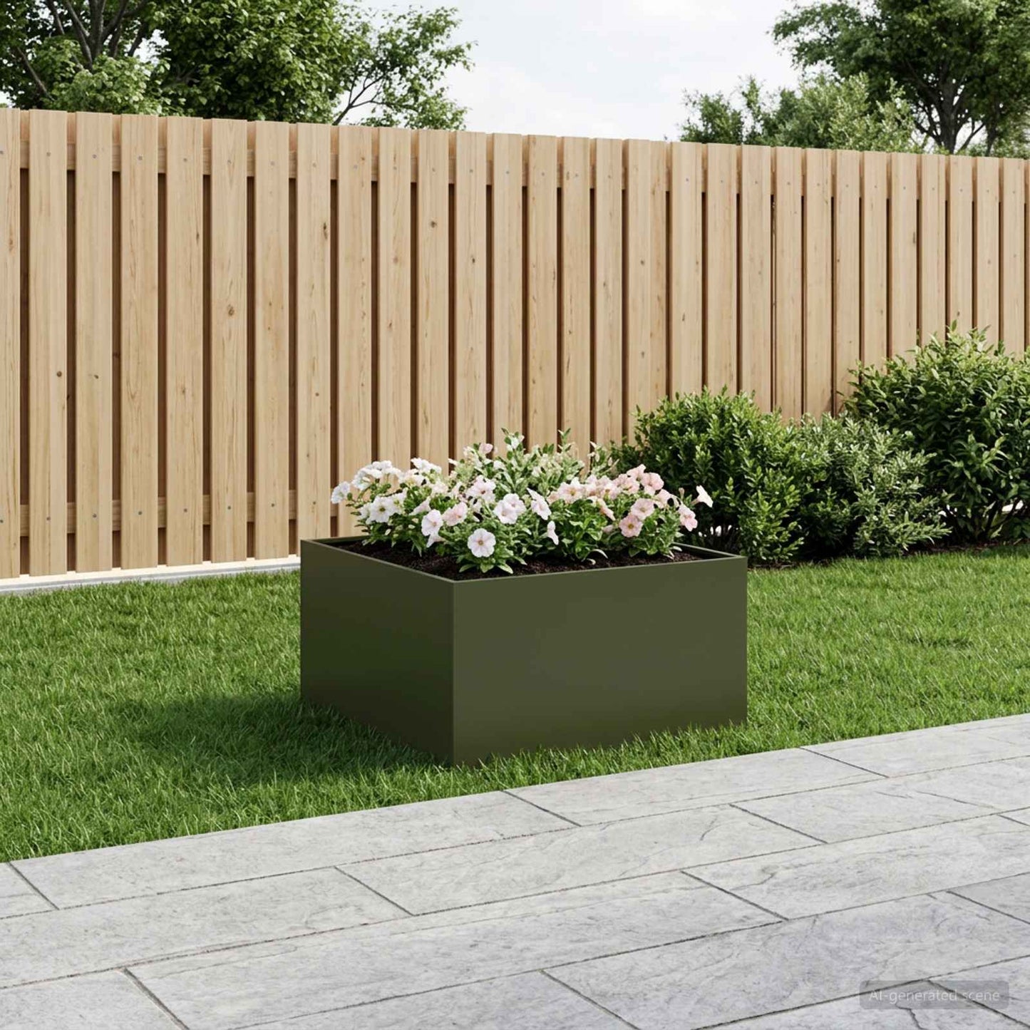 Garden Planter Olive Green 100 x 100 x 40 cm Cold-rolled Steel