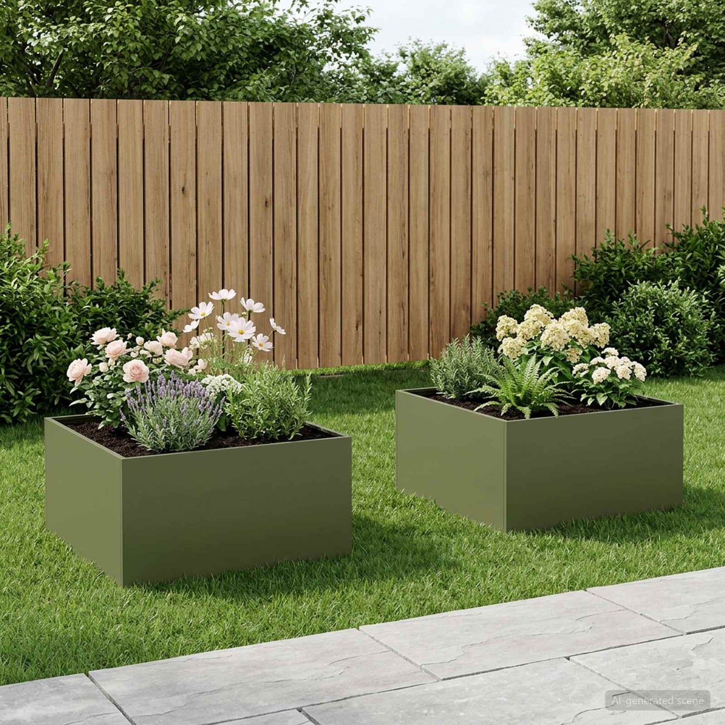 Garden Planter 2 pcs Olive Green 100 x 100 x 40 cm