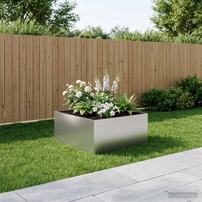 Garden Planter Silver 100 x 100 x 40 cm Galvanised Steel