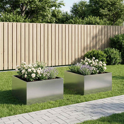Garden Planter 2 pcs Silver 100 x 100 x 40 cm Galvanised Steel